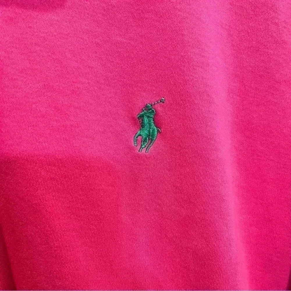 Ralph Lauren Polo Vintage Salmon Pink Polo Shirt Men L Green Logo